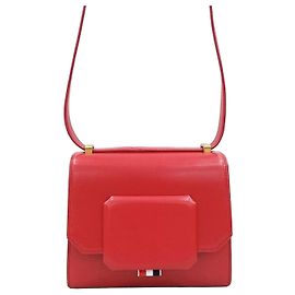 Thom Browne New Red Small Box Two-Way Leather Crossbody Bag Red
