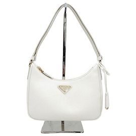 Prada Mini bolsa hobo em couro Saffiano com logotipo triangular Prata