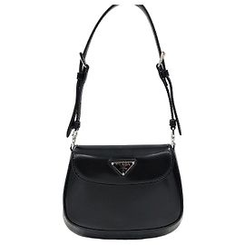 Prada Mini sac à l'épaule Cleo en cuir brossé Noir