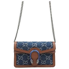 Gucci Bolsa de ombro Dionysus Super Mini em denim azul Azul
