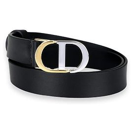 Dior Women's Montaigne Leather Belt (Black) Black