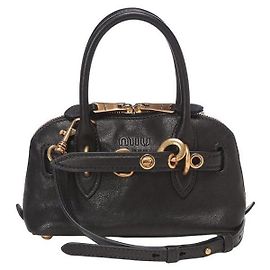 Miu Miu Bolsa Avenue em couro nappa Preto