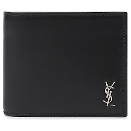 Saint Laurent Matte Leather Mini Monogram Wallet Black