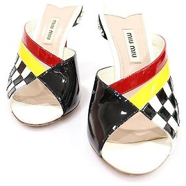 Miu Miu Multi Color Patent Crystal Open Toe Women's Sandals Multiple colors