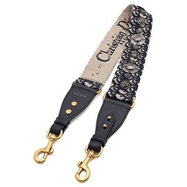 Dior Blue Oblique Embroidered Silver Medallion Shoulder Strap Blue