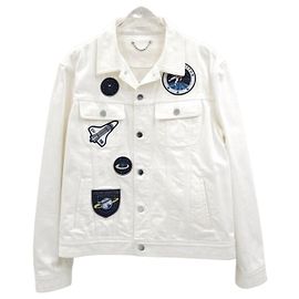 Louis Vuitton Jaqueta jeans com patches bordados Prata