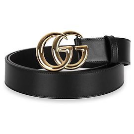 Gucci Cinto de couro com fivela entrelazada para homem (Preto) Preto
