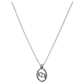 Dior Runde CD Halskette Silber Silber