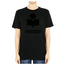 Isabel Marant Zwell Logo Leinen Kurzarm-T-Shirt (Alles Schwarz) Orange