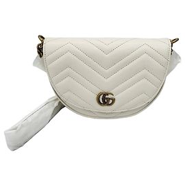 Gucci Borsa a Spalla Matelassé Half Moon Chain Argento