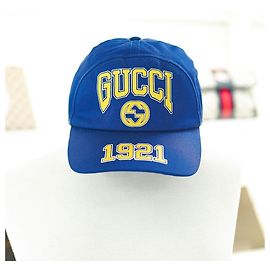 Gucci Gorra de Béisbol Logo de Algodón Azul Amarillo Azul