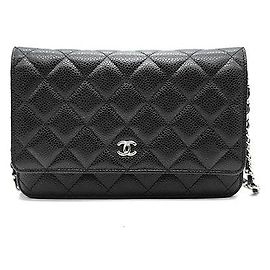 Chanel Mini borsa a tracolla WOC in Caviar Nero