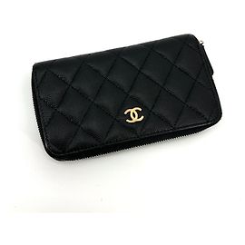 Chanel Caviar Gold Zipper Medium Wallet Black