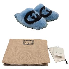 Gucci Interlocking Fur Slide Sandals Multiple colors
