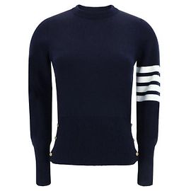 Thom Browne Klassischer Strickpullover aus Milano-Wollstrick Blau