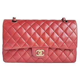 Chanel Couro de cordeiro Classic Medium Rosa