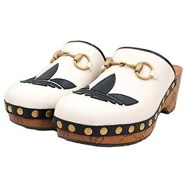 Gucci gg Adidas GG Leather Clog Mule Argento