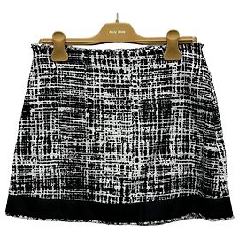 Prada Gonna in cotone e lino con logo triangle Bec Multicolore