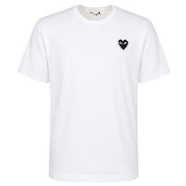 Comme Des Garcons Schwarzes Kurzarm-T-Shirt mit Logo-Strasssteinen AX Silber