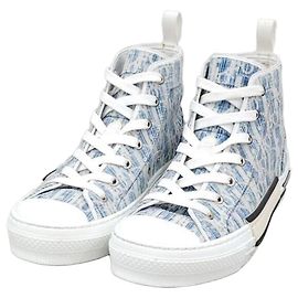Dior Denim Oblique High Top Sneaker Silber