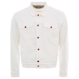 Kiton Button Point White Denim Jacket White