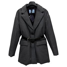 Prada Belted Cashmere Single Padding Jacket Black