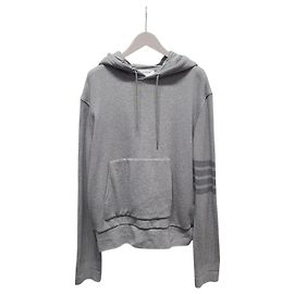 Thom Browne Strickkapuzenpullover mit diagonalen Streifen in Hellgrau Braun