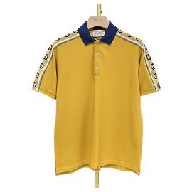 Gucci Polo de algodón con detalles de banda GG Dorado