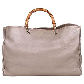 Gucci Bolsa Tote e Bolsa de Ombro com Alça de Bambu Cinza Marrom