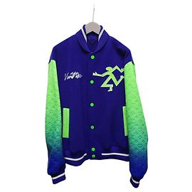 Louis Vuitton Mix Gradient Leather Varsity Jacket Blue