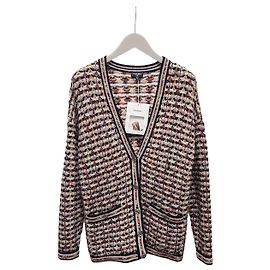 Chanel Black Multicolor Tweed Check Silver Button Cardigan Multiple colors