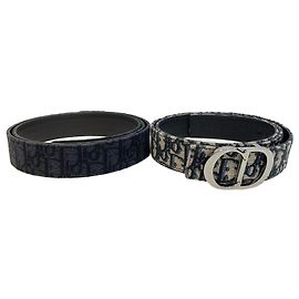 Dior Conjunto de cintos reversíveis Oblique para homem com tiras e fivela CD Ruthenium Marrom