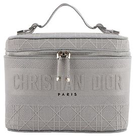 Dior Bolsa Tote Vanity de Viagem com Bordado Cannage Marrom
