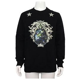 Givenchy Black Cotton Mary Printed Two-Star Patch Men's Sweatshirt Black
