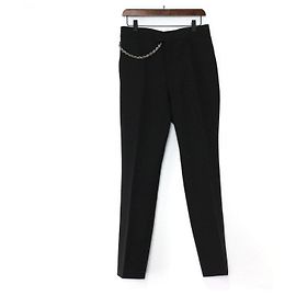 Givenchy Black Wool Chain Link Detail Men's Tailored Pants Black