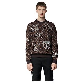 Louis Vuitton Monogram Embroidered Wool Crewneck Black