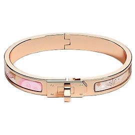 Hermès Bracciale Mini Click Kelly da donna Oro Rosa Arancione