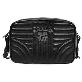 Prada Borsa a Spalla Black Diagram Chain Nero