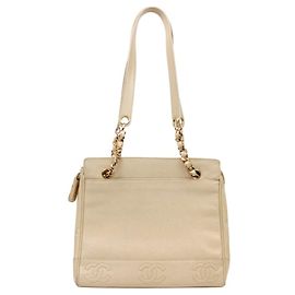 Chanel Bolsa de ombro com corrente Triple CC bege Marrom