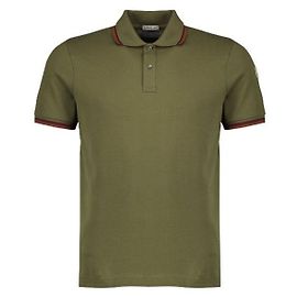 Moncler Polo de piqué de algodón con cuello doble Verde