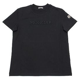 Moncler Camiseta de algodão com logotipo tonal bordado Preto