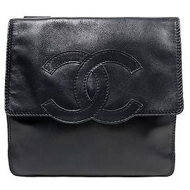 Chanel Bolsa de ombro Big CC em pele de cordeiro preta Preto