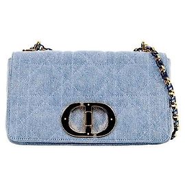 Dior Medium Denim Caro Shoulder Bag Blue