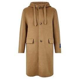 Off White Refurbished Hooded Coat Camel Brown
