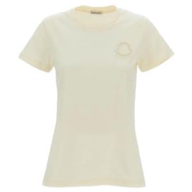 Moncler T-Shirt aus Baumwolle mit besticktem Logo Weiß