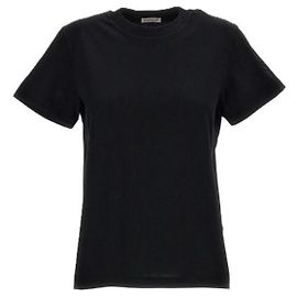 Moncler T-shirt en coton avec logo brodé Noir