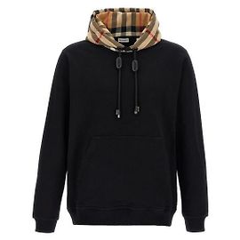 Burberry Sudadera de algodón con capucha Check Negro