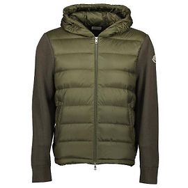 Moncler Moletom com capuz e zíper em lã acolchoada Verde