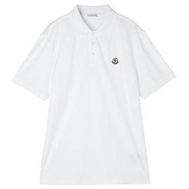 Moncler Polo de piqué de algodão com patch de logotipo Branco
