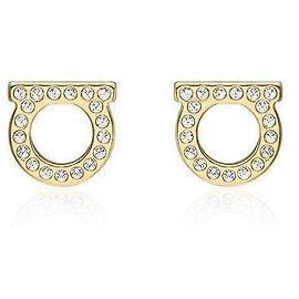 Salvatore Ferragamo Orecchini Gancini Stud Crystal D'oro